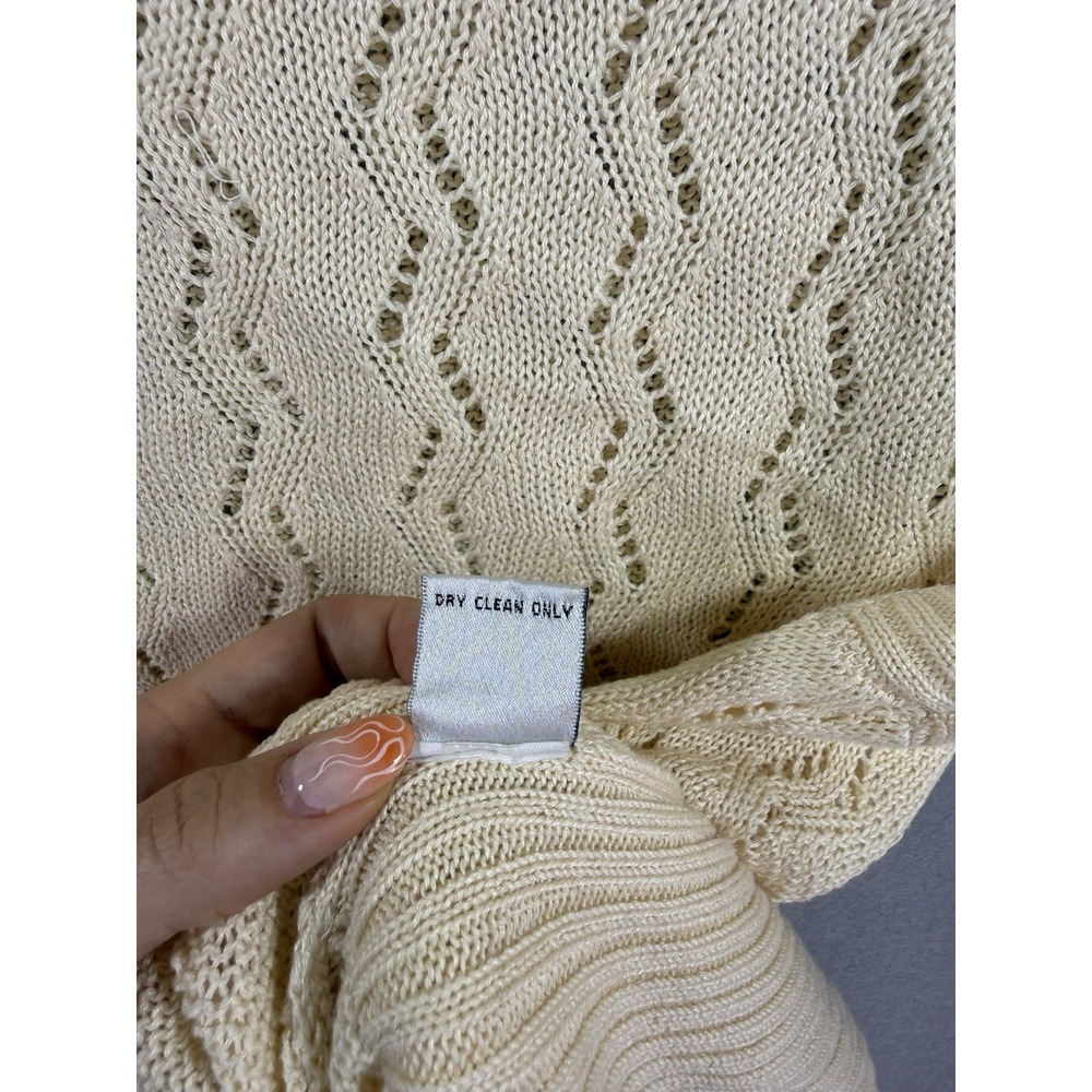 Vintage Caché Ivory Knit Sweater Vest Womens XS Academia Preppy Fisherman 00s - Picture 5 of 8